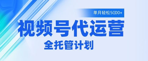 视频号代运营2.0，全程托管招募，单月轻松变现5k【揭秘】 - 网赚副业资源网-网赚副业资源网