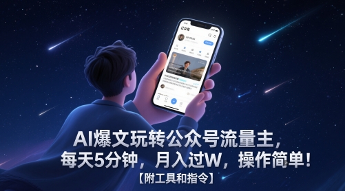 AI爆文玩转公众号流量主，每天5分钟，月入过W，操作简单！【附工具和指令】 - 网赚副业资源网-网赚副业资源网