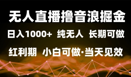 无人直播撸音浪掘金，日入1k+，纯无人红利期，小白可做，当天见效【揭秘】 - 网赚副业资源网-网赚副业资源网