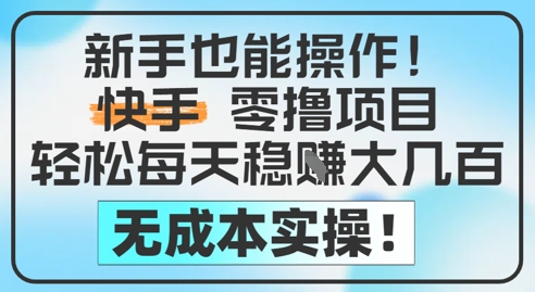 新手也能操作，快手零撸挣米，轻松每天挣2-5张，完全无成本 - 网赚副业资源网-网赚副业资源网