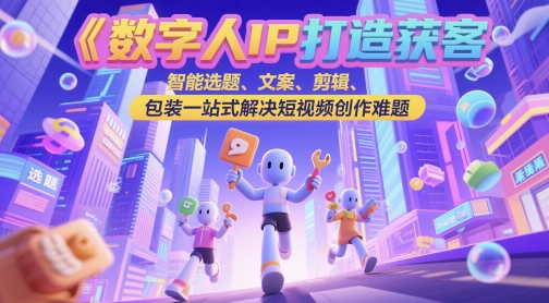 数字人IP打造获客变现实操课，智能选题、文案、剪辑、包装一站式解决短视频创作难题 - 网赚副业资源网-网赚副业资源网